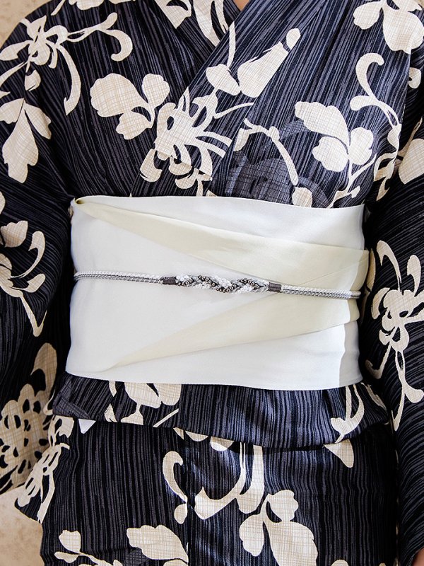 画像19: 【即日発送】黒地ストライプ彼岸花浴衣 【浴衣３点セット 浴衣/帯/下駄】 [OF04] (19)