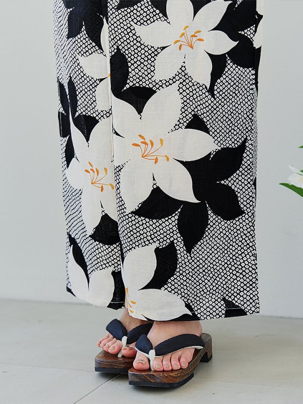 画像23: 【即日発送】白百合鹿子模様浴衣【浴衣３点セット 浴衣/帯/下駄】 [OF04] (23)