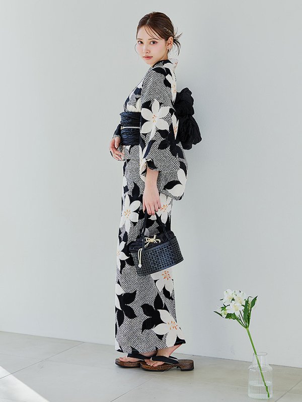 画像9: 【即日発送】白百合鹿子模様浴衣【浴衣３点セット 浴衣/帯/下駄】 [OF04] (9)