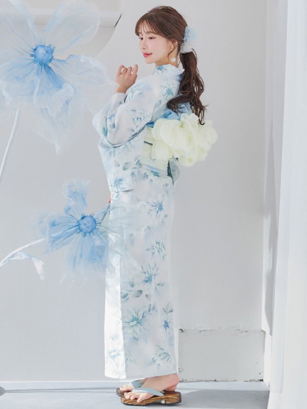 画像10: 【即日発送】水彩の涼花な牡丹浴衣  【浴衣３点セット 浴衣/帯/下駄】[YMT] (10)