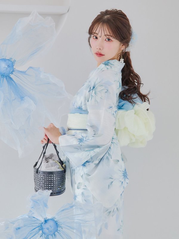 画像11: 【即日発送】水彩の涼花な牡丹浴衣  【浴衣３点セット 浴衣/帯/下駄】[YMT] (11)