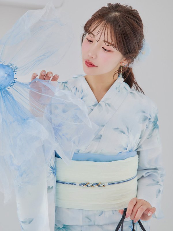 画像12: 【即日発送】水彩の涼花な牡丹浴衣  【浴衣３点セット 浴衣/帯/下駄】[YMT] (12)