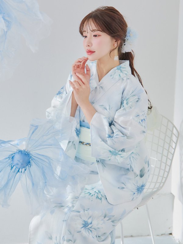 画像15: 【即日発送】水彩の涼花な牡丹浴衣  【浴衣３点セット 浴衣/帯/下駄】[YMT] (15)