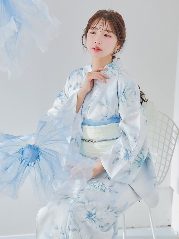 画像16: 【即日発送】水彩の涼花な牡丹浴衣  【浴衣３点セット 浴衣/帯/下駄】[YMT] (16)