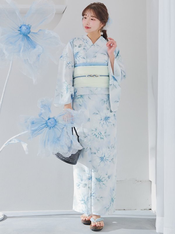 画像19: 【即日発送】水彩の涼花な牡丹浴衣  【浴衣３点セット 浴衣/帯/下駄】[YMT] (19)