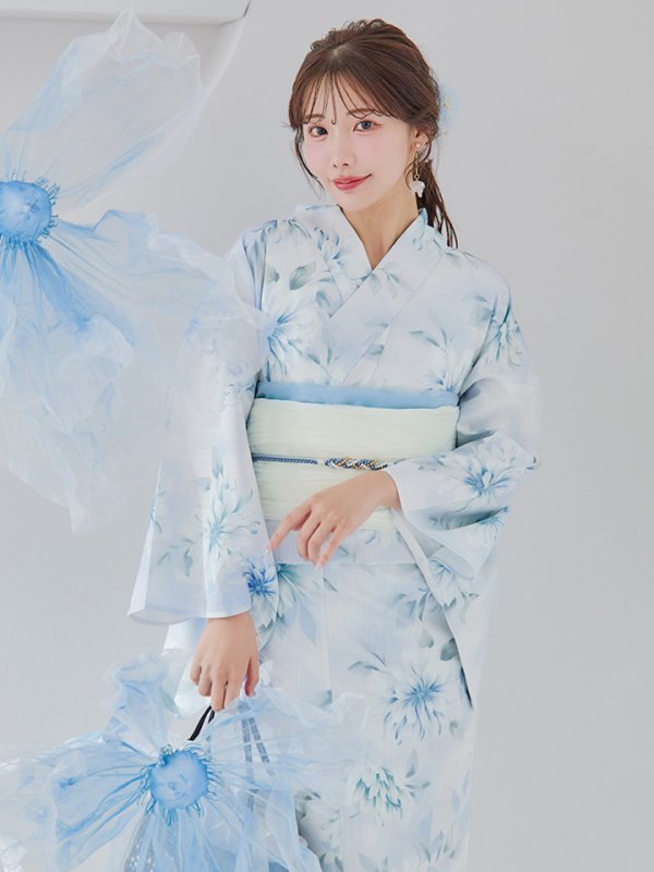 画像3: 【即日発送】水彩の涼花な牡丹浴衣  【浴衣３点セット 浴衣/帯/下駄】[YMT] (3)