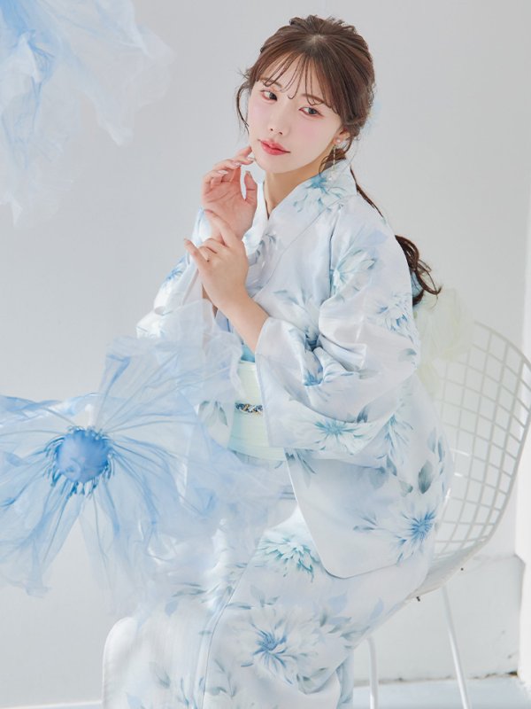 画像8: 【即日発送】水彩の涼花な牡丹浴衣  【浴衣３点セット 浴衣/帯/下駄】[YMT] (8)