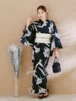 画像9: 【即日発送】ストライプ菖蒲柄浴衣【浴衣３点セット 浴衣/帯/下駄】 OBI-hira-100-ok-15-WxW / HIMO-900-yn-1-B / YA-1072-kn-B / GETA-01-kj-1-B / [/OF01] (9)
