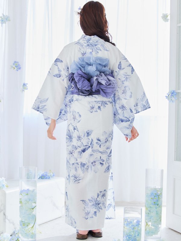 画像17: 【即日発送】モダンフラワー大人エレガント浴衣  【浴衣３点セット 浴衣/帯/下駄】[OF04] (17)