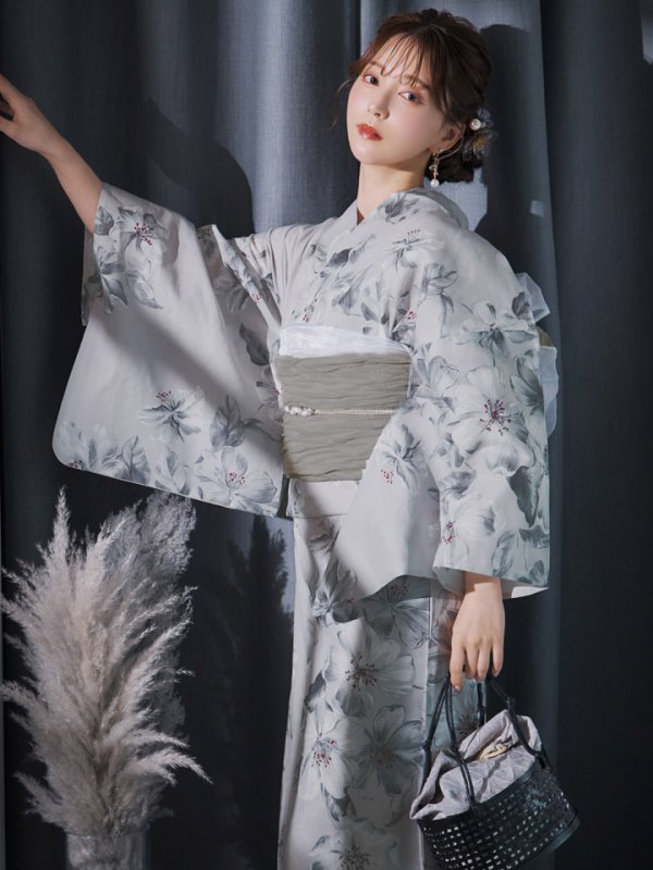 画像3: 【即日発送】クラシカルフラワー大人モード浴衣  【浴衣３点セット 浴衣/帯/下駄】[YMT] (3)