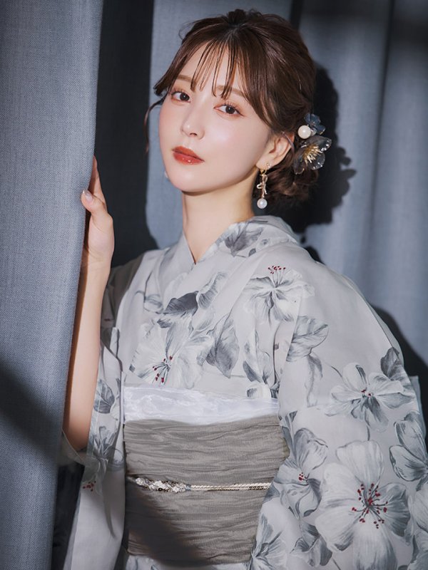 画像7: 【即日発送】クラシカルフラワー大人モード浴衣  【浴衣３点セット 浴衣/帯/下駄】[YMT] (7)