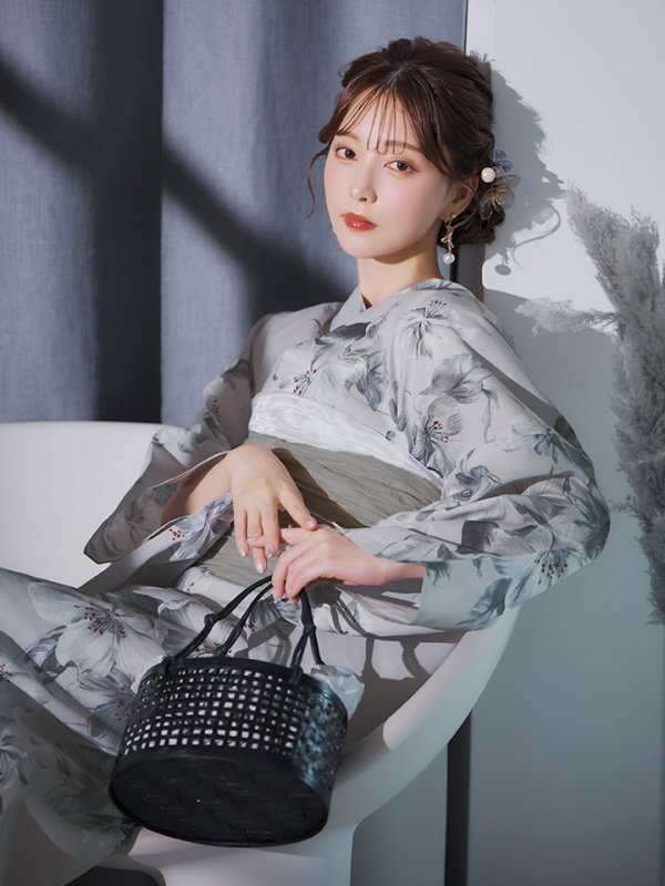 画像8: 【即日発送】クラシカルフラワー大人モード浴衣  【浴衣３点セット 浴衣/帯/下駄】[YMT] (8)