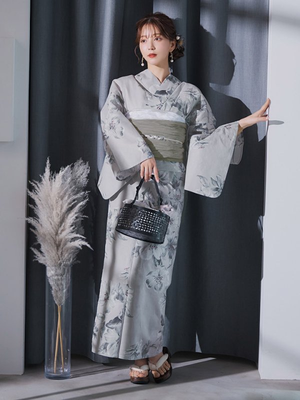 画像13: 【即日発送】クラシカルフラワー大人モード浴衣  【浴衣３点セット 浴衣/帯/下駄】[YMT] (13)