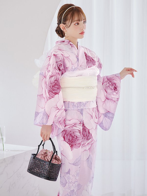 画像3: 【即日発送】アンティーク薔薇浴衣  【浴衣３点セット 浴衣/帯/下駄】[YMT] (3)