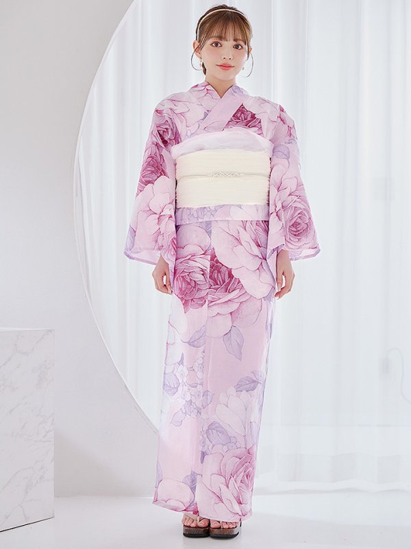 画像4: 【即日発送】アンティーク薔薇浴衣  【浴衣３点セット 浴衣/帯/下駄】[YMT] (4)