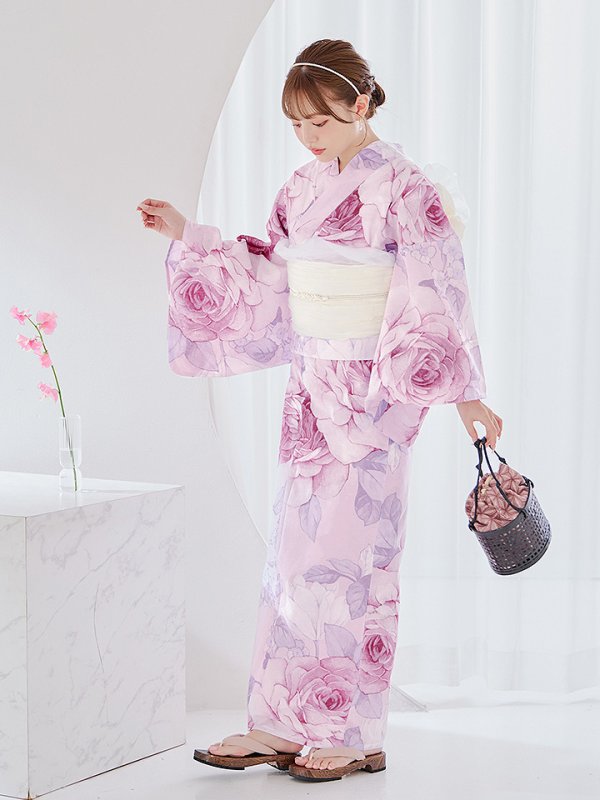 画像7: 【即日発送】アンティーク薔薇浴衣  【浴衣３点セット 浴衣/帯/下駄】[YMT] (7)