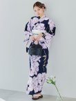 画像7: 【即日発送】ライラック牡丹ネイビー浴衣 【浴衣３点セット 浴衣/帯/下駄】OBI-hira-100-ok-15-WxW / HIMO-900-yn-3-GYxGD / YA-1027-wk-PL / GETA-01-kj-3-IV/ [/OF01] (7)