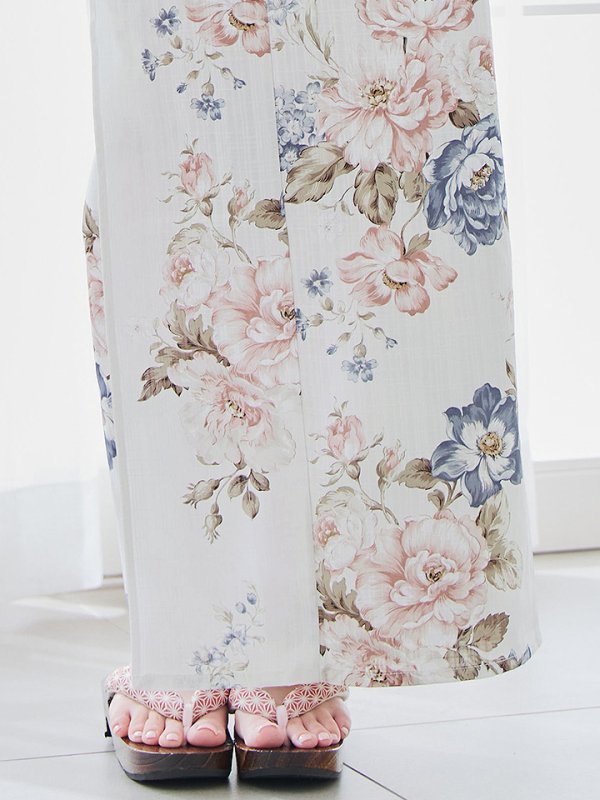 画像23: 【即日発送】フローラルピンクブルー浴衣  【浴衣３点セット 浴衣/帯/下駄】[YMT] (23)