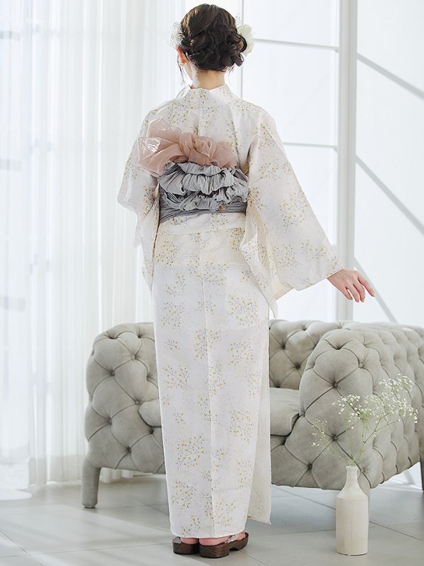 画像13: 【即日発送】草花模様浴衣  【浴衣３点セット 浴衣/帯/下駄】[YMT] (13)