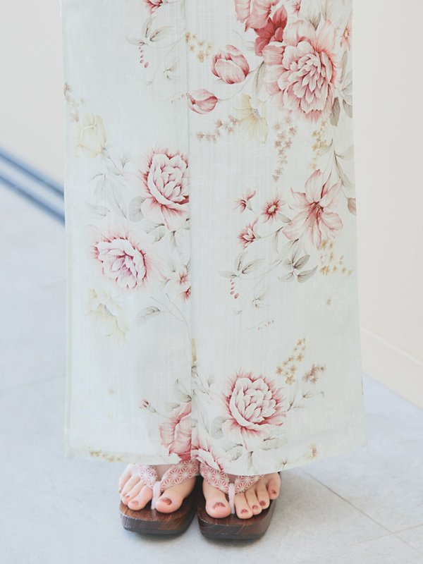 画像17: 【即日発送】赤黄色フラワー浴衣  【浴衣３点セット 浴衣/帯/下駄】[YMT] (17)