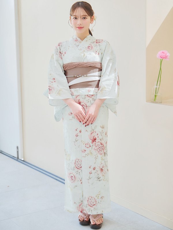 画像4: 【即日発送】赤黄色フラワー浴衣  【浴衣３点セット 浴衣/帯/下駄】[YMT] (4)