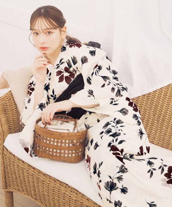 画像10: 【予約 / 5月下旬発送予定】水彩和モダン花柄浴衣 OBI-siwa-204-wk-1-B / HIMO-900-yn-4-GYxGY / YA-1026-kn-R / GETA-02-ok-8-RoseP/ [yo/OF01] (10)