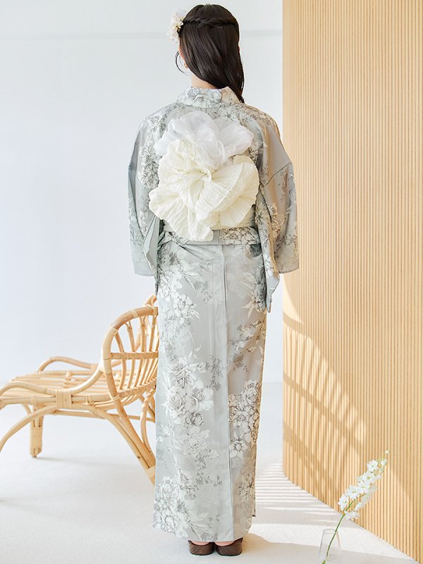 画像15: 【即日発送】クラシカルグレイッシュフラワー浴衣  【浴衣３点セット 浴衣/帯/下駄】[YMT] (15)