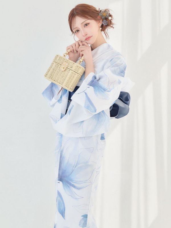 画像3: 送料無料！凛と咲く清涼蒼花浴衣【浴衣３点セット 浴衣/帯/下駄】[OF04]【予約 / 4月下旬発送予定】 (3)