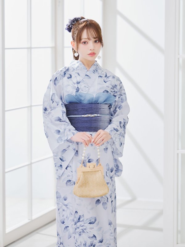 画像18: 【即日発送】1人で簡単に着られる！ワンピース / セパレート浴衣セット 水彩椿柄 【浴衣4点セット】[YMT] (18)