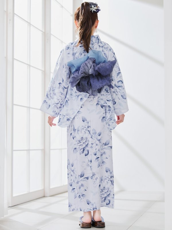 画像25: 【即日発送】1人で簡単に着られる！ワンピース / セパレート浴衣セット 水彩椿柄 【浴衣4点セット】[YMT] (25)
