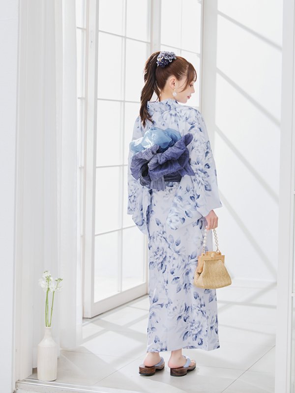 画像11: 【即日発送】1人で簡単に着られる！ワンピース / セパレート浴衣セット 水彩椿柄 【浴衣4点セット】[YMT] (11)