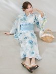 画像2: 【予約 / 7月上旬発送予定】セパレート水彩フラワー浴衣 OBI-siwa-204-wk-2-LBL / HIMO-900-yn-5-IV / HEKO-800-sb-5-W / YA-1023-wk-BL / GETA-01-kj-3-IV/ [yo/OF01] (2)
