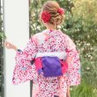 画像5: 【浴衣セール】【浴衣】小花桜模様浴衣セット 【浴衣３点セット 浴衣/帯/下駄】（OBI-hira-100-ok-18-CPxPL/HEKO-800-sb-5-W/HIMO-900-yn-6-MI /GETA-02-ok-5-P)[HC02] (5)