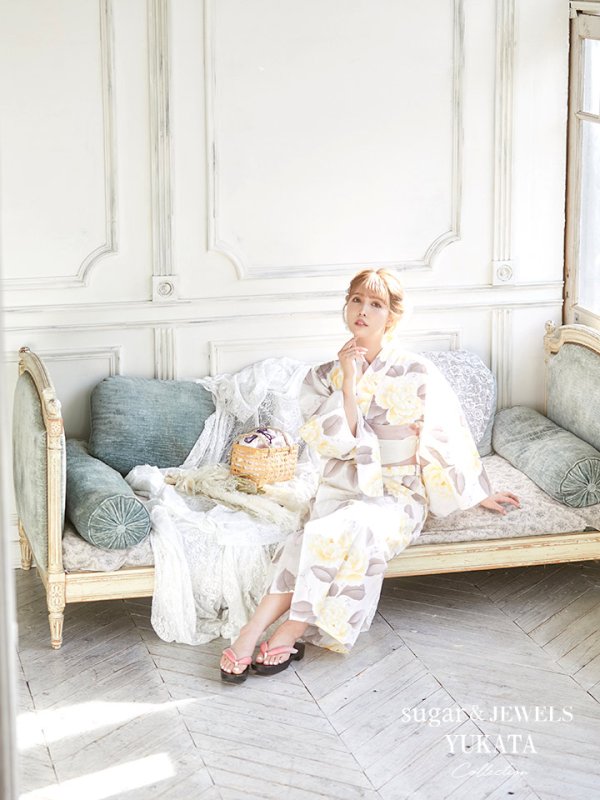 画像2: 【即日発送】【浴衣】グラデ薔薇浴衣セット【浴衣３点セット浴衣/帯/下駄】[OF04] (2)