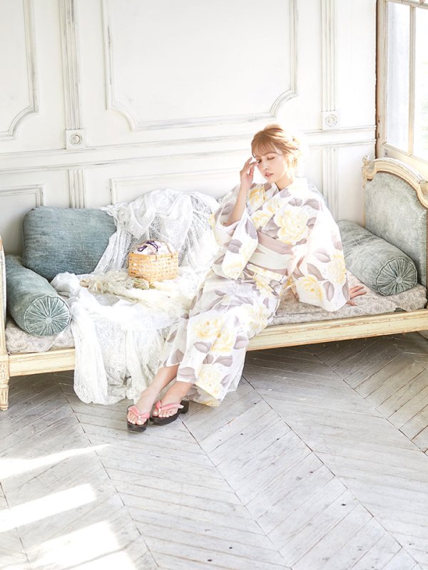 画像7: 【即日発送】【浴衣】グラデ薔薇浴衣セット【浴衣３点セット浴衣/帯/下駄】[OF04] (7)