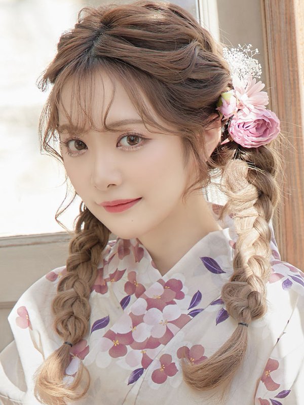 画像6: 【即日発送】【浴衣】クリーム地にピンクの紫陽花浴衣【浴衣３点セット浴衣/帯/下駄】[YMT] (6)