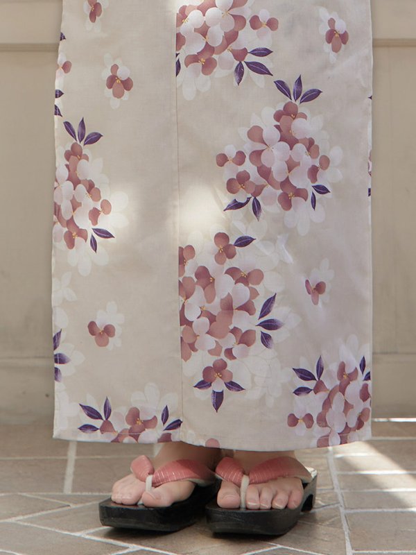 画像7: 【即日発送】【浴衣】クリーム地にピンクの紫陽花浴衣【浴衣３点セット浴衣/帯/下駄】[YMT] (7)