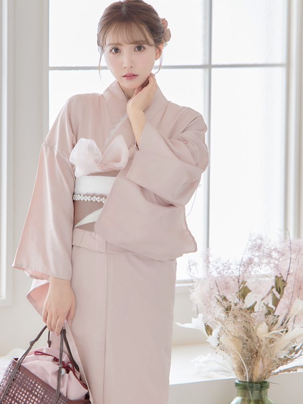 画像10: 【即日発送】【浴衣】ピンク無地浴衣【浴衣３点セット浴衣/帯/下駄】[YMT] (10)