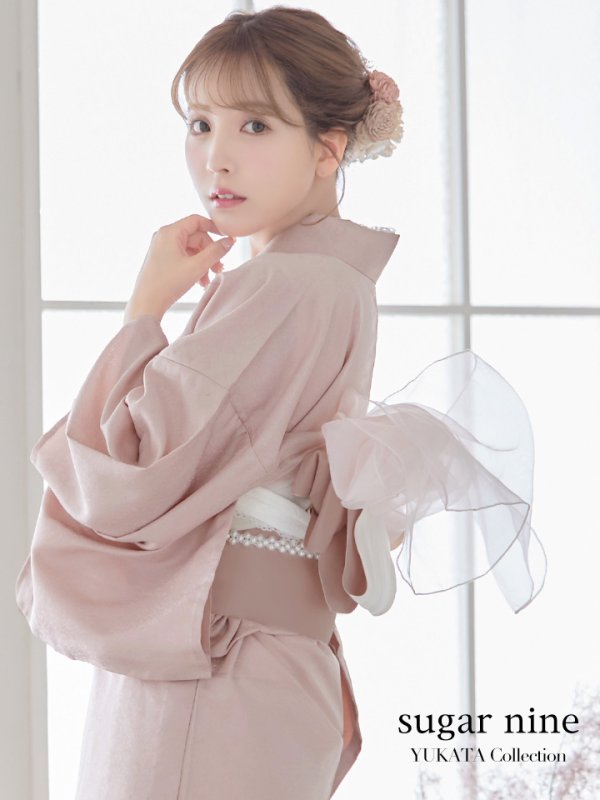 画像2: 【即日発送】【浴衣】ピンク無地浴衣【浴衣３点セット浴衣/帯/下駄】[YMT] (2)