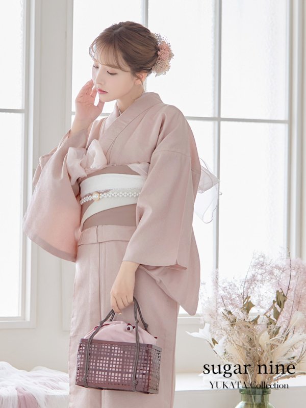 画像3: 【即日発送】【浴衣】ピンク無地浴衣【浴衣３点セット浴衣/帯/下駄】[YMT] (3)