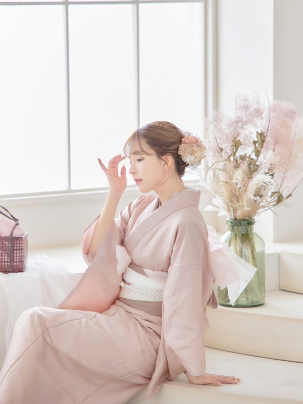 画像9: 【即日発送】【浴衣】ピンク無地浴衣【浴衣３点セット浴衣/帯/下駄】[YMT] (9)