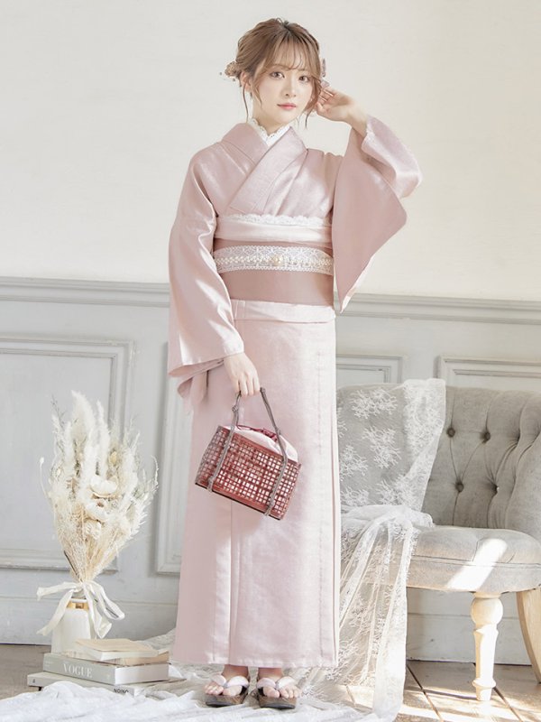 画像4: 【即日発送】【浴衣】ピンク無地浴衣【浴衣３点セット浴衣/帯/下駄】[YMT] (4)