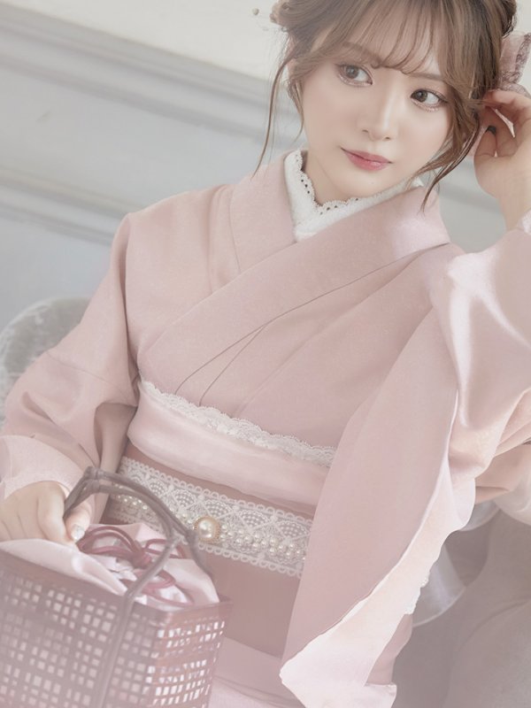 画像5: 【即日発送】【浴衣】ピンク無地浴衣【浴衣３点セット浴衣/帯/下駄】[YMT] (5)