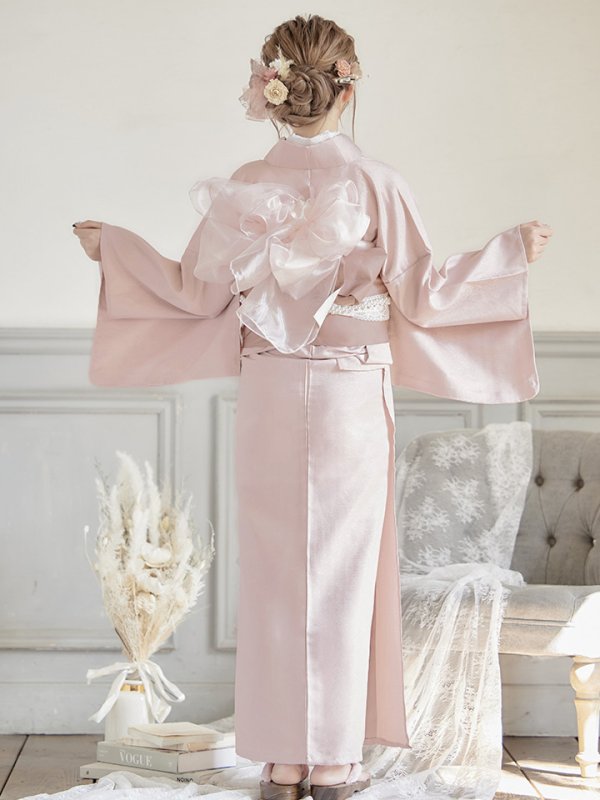 画像8: 【即日発送】【浴衣】ピンク無地浴衣【浴衣３点セット浴衣/帯/下駄】[YMT] (8)