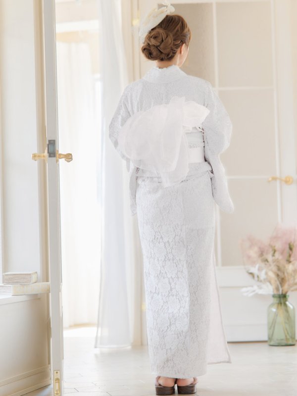 画像9: 【即日発送】【浴衣セール！】白レース浴衣  【浴衣３点セット 浴衣/帯/下駄】[YMT] (9)