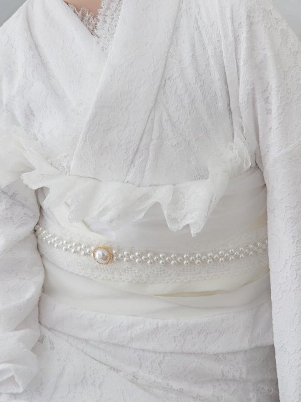 画像5: 【即日発送】【浴衣セール！】白レース浴衣  【浴衣３点セット 浴衣/帯/下駄】[YMT] (5)