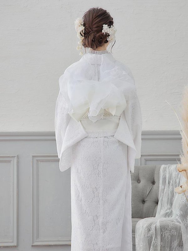 画像8: 【即日発送】【浴衣セール！】白レース浴衣  【浴衣３点セット 浴衣/帯/下駄】[YMT] (8)