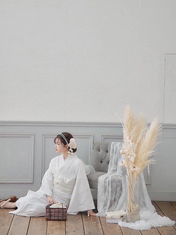 画像9: 【即日発送】【浴衣セール！】白レース浴衣  【浴衣３点セット 浴衣/帯/下駄】[YMT] (9)