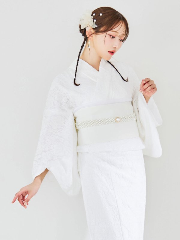 画像5: 【即日発送】【浴衣セール！】白レース浴衣  【浴衣３点セット 浴衣/帯/下駄】[YMT] (5)