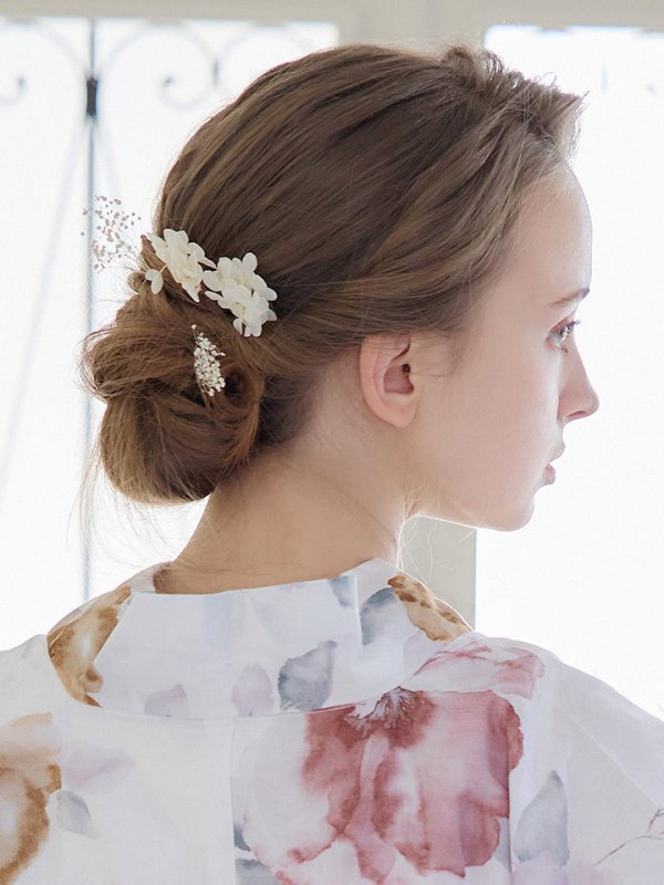 画像6: 【即日発送】【浴衣】白地x暖色椿浴衣  【浴衣３点セット 浴衣/帯/下駄】[YMT] (6)